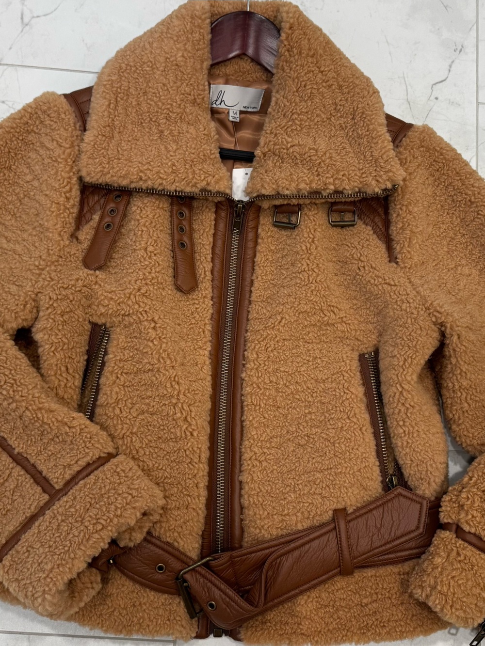 NWT dh New York Sherpa Moto Jacket. Size M
